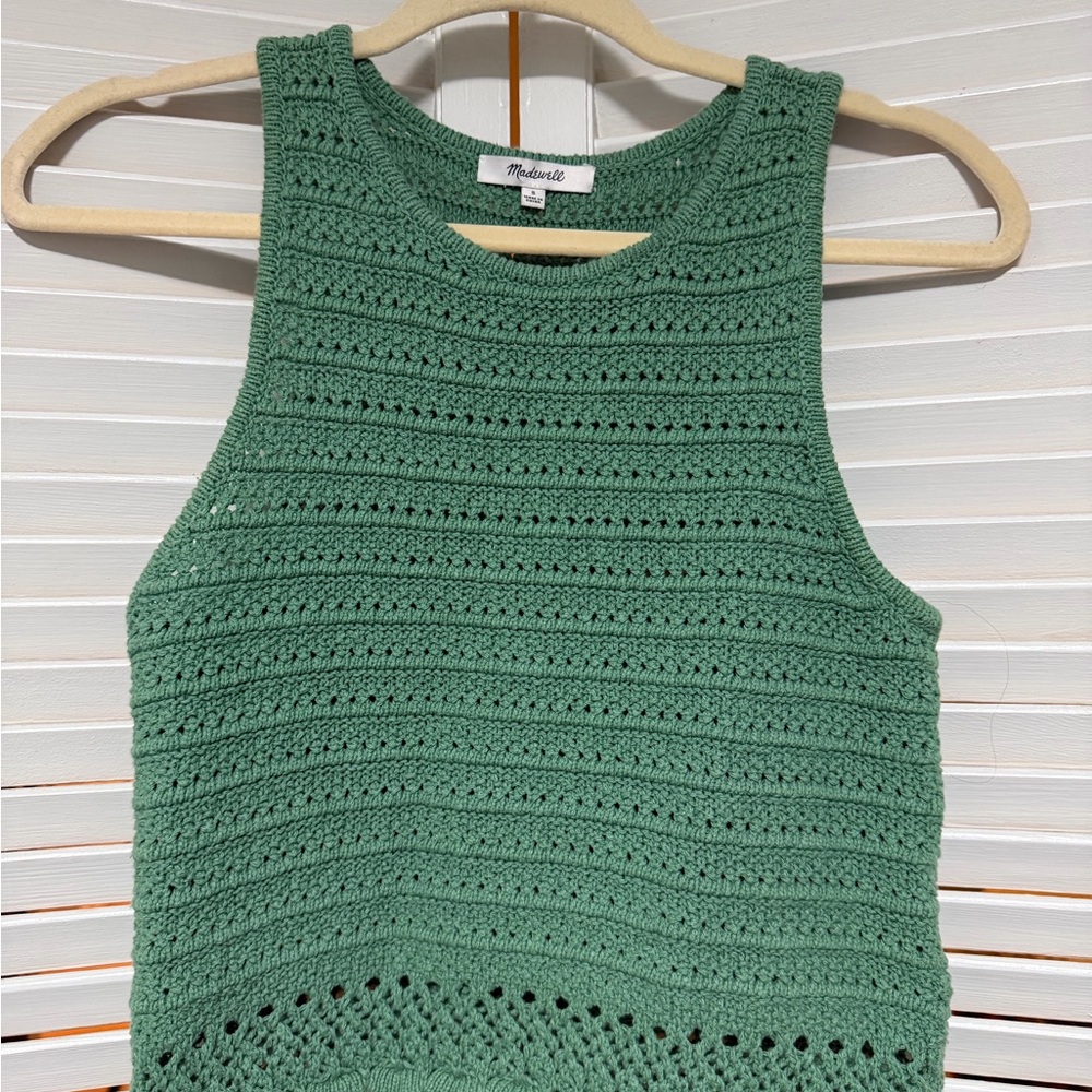 Madewell Green Crochet Knit Tank Top